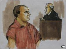 Courtroom drawing of David Headley