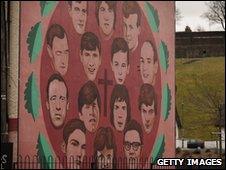 Mural depicting the 14 killed on or as a result of Bloody Sunday