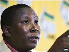 ANC Youth League leader Julius Malema during a news conference in Johannesburg, April 2010.