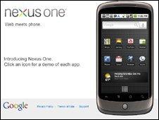 Screengrab of Nexus One page, Google