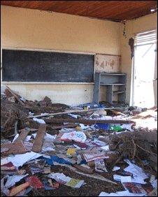 Damaged classroom