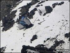 Wreckage from the Pamir Airways plane on the mountainside on 20/5/2010