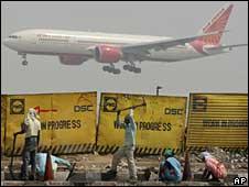 Air India flight landing in Delhi