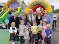Council officials with staff and children at Cathkin Community Nursery