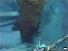 Video grab shows leaking BP wellhead