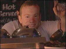 Wayne Rooney, serving gravy