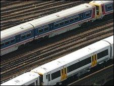 Trains on Network Rail tracks