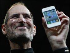 Steve Jobs with the new iPhone 4 in San Francisco, US, 7 June 2010