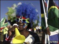 A World Cup fan celebrating
