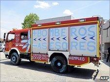 Spanish fire engine during public sector strike