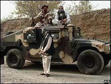 Militants with Humvee armoured cars intended for Nato