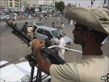 Pakistani paramilitary soldiers in Karachi