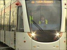 The new Edinburgh trams are being tested in Germany