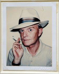 "Truman Capote", a Polaroid portrait by artist Andy Warhol, on display in New York
