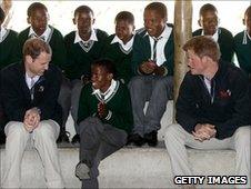 Princes William and Harry meet schoolchildren in Botswana