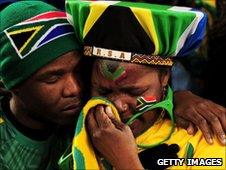 South Africa fans in Bloemfontein after the match with France - 22 June 2010
