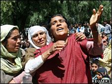 The mother of one of three men who were allegedly killed in a "fake encounter" in Kashmir in April