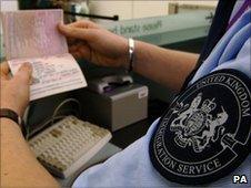 A passport being checked