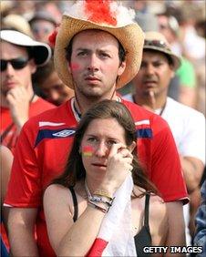 England fans watch the match at Glastonbury