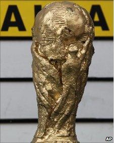 A replica of the World Cup trophy made out of cocaine