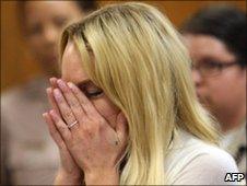 Lindsay Lohan cries in court. Photo: 6 July 2010