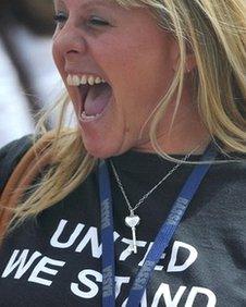 Cabin crew staff celebrates