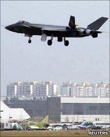 An undated picture what is reported to be a Chinese J-20 stealth fighter in flight in Chengdu, Sichuan province