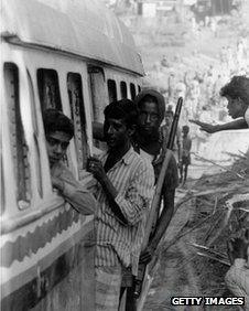 Pro-independence Mukti Bahini fighters on their way to the front line in East Pakistan during the 1971 conflict