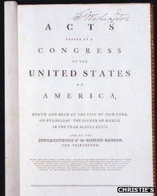 First page of George Washington's constitution