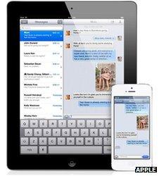 iMessages on an iPad and iPhone