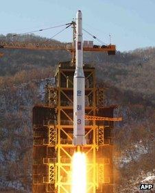 North Korea's rocket blasts off on 12 December 2012