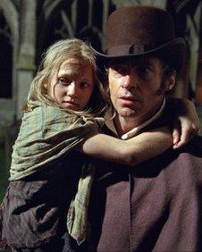 Isabelle Allen and Hugh Jackman in Les Miserables
