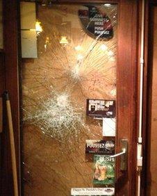 Damage to pub door