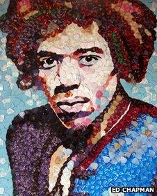 A new portrait of Jimi Hendrix - made from 4,000 Fender plectrums