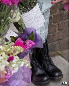 Floral tributes left in Woolwich