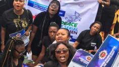 Women protesting against serial killings in Port Harcourt, Nigeria