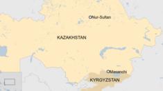 A map showing Masanch village in southern Kazakhstan