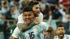 Marcos Rojo celebrates his late winner for Argentina