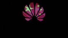 Huawei logo over black background