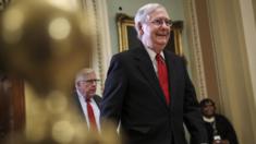 Mitch McConnell left the Senate as proceedings ended in the early hours