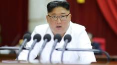 North Korean leader Kim Jong-un speaks during the 5th Plenary Meeting of the 7th Central Committee of the Workers" Party of Korea