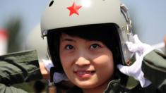 This file photo shows Chinese female J-10 fighter pilot Yu Xu.