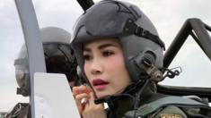 Sineenat Wongvajirapakdi, pictured here piloting a fighter jet, was appointed the king's royal consort in July