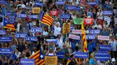 Manifestación en Barcelona el sábado 26 de agosto en rechazo a los atentados en Las Ramblas y en Cambrils, Cataluña, España.