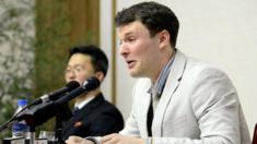 US student Otto Warmbier broke down in tears while confessing to stealing a poster at Pyongyang's Yanggakdo International Hotel at a press conference in Feb 2016