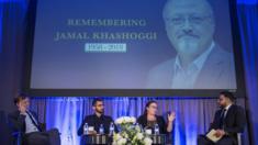 People attend a memorial for Jamal Khashoggi in Washington, 2 November