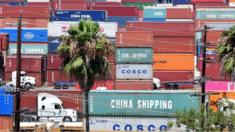 Container trucks arrive at the Port of Long Beach on 23 August 2019 in Long Beach, California