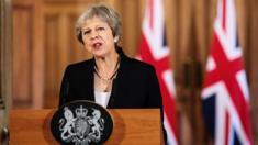 Theresa May making a statement on Brexit talks, at Downing Street on 21 September 2018