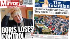 The front pages of the Mirror and the Guardian