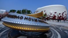 An installation is seen at the Wanda Qingdao Movie Metropolis in Qingdao, China